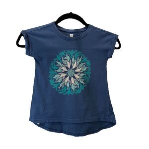 Tea Collection Bird Fish Circle Graphic Shirt Blue Short Sleeve Girls Youth Sz 4